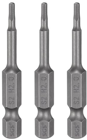 sourcing map 3pcs H2.0 Hex Head Drill Bit Wrench 2mm Metric Flat Tip 1/4 Hex Shank 50mm (2) Long Magnetic Hexagonal Screw Driver Socket Industrial Screwdriver Power Bits