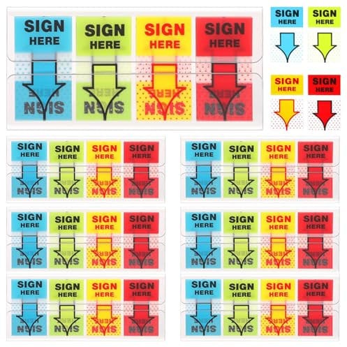 Sign Here Stickers - 500pcs Arrow Stickers, Adhesive Sign Here Tabs, Colorful Sign Post Flags for Documents, Notebooks, Home Office, School Supplies (4 Colors)