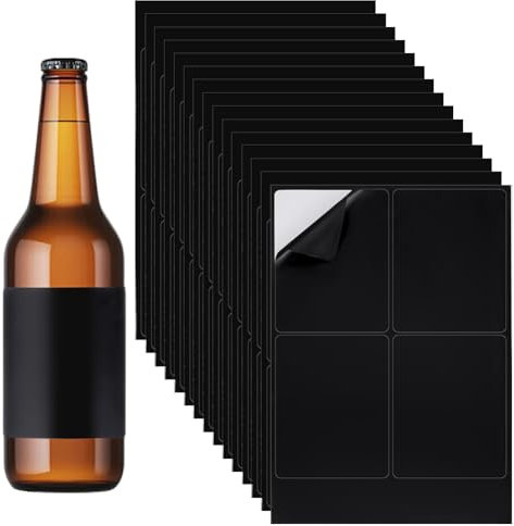 PH PandaHall 80pcs Blank Wine Labels for Bottles, 4.8x3.9 inch PVC Black Wine Bottle Labels Stickers Printable Sticker Papers for Wine Wedding Engagement Anniversary Cocktail Party DIY Supply