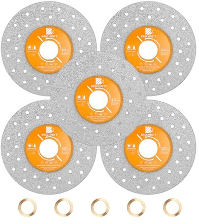 BRSCHNITT Steinplatten-Schleifscheibe 115MM Glasschneidescheibe (5 Stück), Granit-Trennblatt, Diamant-Schleifscheibe für Steinplatten, Stein, Fliesen, Marmor, Granit, Glas, Diamant-Sägeblätter