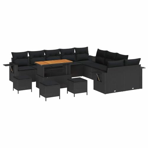 vidaXL Gartensofa-Set 14 STK. Schwarz Poly-Rattan