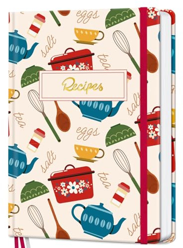 LuBudingJoy Receptbok att Skriva i Dina Egna Recept, Inbunden Tom Kokbok, Anpassningsbar A5 Receptjournal För 148 Recept (Röd)