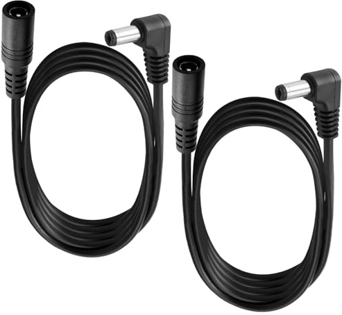 KUOQIY 2 PCS 1m 5.5x2.1 mm 24V 12V DC Power Extension Cable, Right Angle Male to Female Power Extension 22AWG, for CCTV Security Cameras, Router, Black