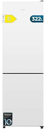 Cecotec Frigorífico Combi 322L Total NoFrost Bolero CoolMarket Combi 322i White D. Alto 185,5cm, Ancho 59,5cm, Multi Airflow, HumidityFlex HUB, Luz LED, Display Interior, Cristal Blanco Premium