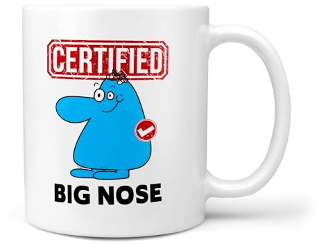 TeHeGifts Funny Certified Big Nose 11oz Mug Ceramic Novelty Gift for Him or Her Gift Christmas Secret Santa Birthday Present