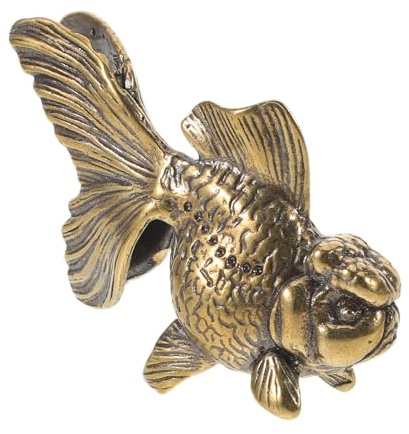 Goldfischfigur aus Messing als Vintage Tischdeko für Zuhause | Goldfarbene Statue, Retro und Rustikal Gestaltet, für Arbeitszimmer und Wohnräume, Widerstandsfähig im Alltag
