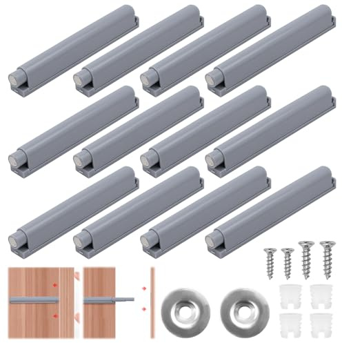 12 Stück Drucktüröffner Push to Open, Schrank Türöffner Tip On Kunststoff Druckschnapper Magnet, Möbel Türdämpfer für Schranktüren und Schubladen