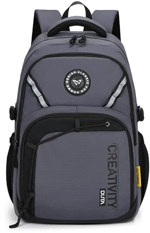 Amythe Schulranzen Jungen Teen Reflektierend Wasserdicht Laptopfach, Grau | Junior Oberstufe Groß Leicht Grau Daypack Multitasche Geräumig Robust für Schule Reisen Wandern Freizeit Alle Jahreszeiten