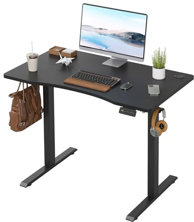 Farini U-Shaped Ergonomic Electric Standing Desk, 100x60cm, Height Adjustable Sit to Stand Desk with Memory Keypad & Headphone Hook for Home and Office Use