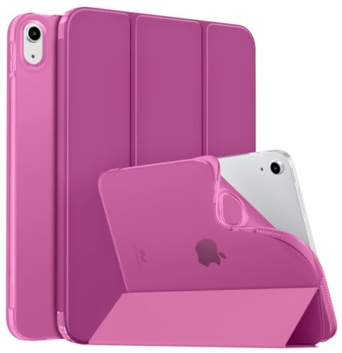 MoKo Cover per iPad (A16) 11a Gen./10a Gen. 2025/2022, Fucsia | per iPad Cover in TPU e Pelle PU Semi-Trasparente Sostegno Supporto Sottile con Morbido TPU Cover con Auto Svegliati/Sonno