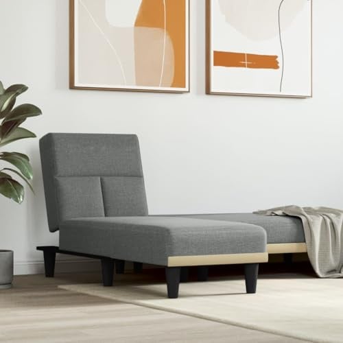 Bendmaxx Dunkelgraue Stoff Chaiselongue Recamiere mit 3 verstellbaren Positionen, Schaumstoffpolster und Sperrholzrahmen, Liege Sofa für Wohnzimmer Schlafzimmer, bis 110 kg