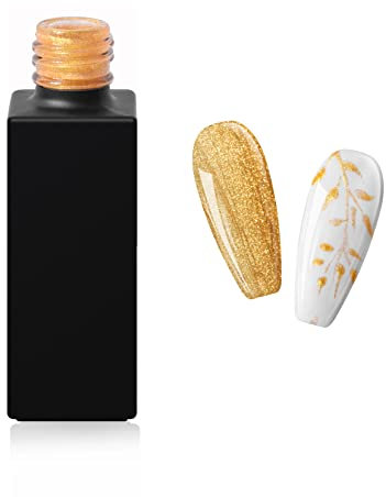 Frenshion 8ML Classic DIY 3D Gel Nail Designs Painted Gel Nail Polish, Painting Drawing UV Led Gel Liner Polish Pen Tool,Pull Line Pen for Nail Art Salon Gold 59