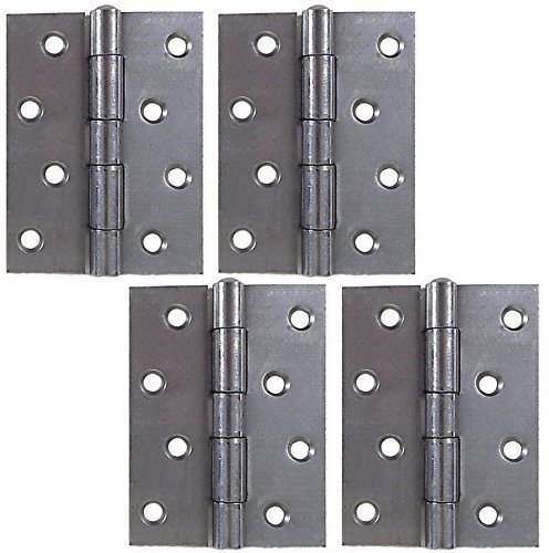 2 Pairs of 4 Self Colour Steel Butt Hinges 100mm x 70mm Heavy Duty Internal Door