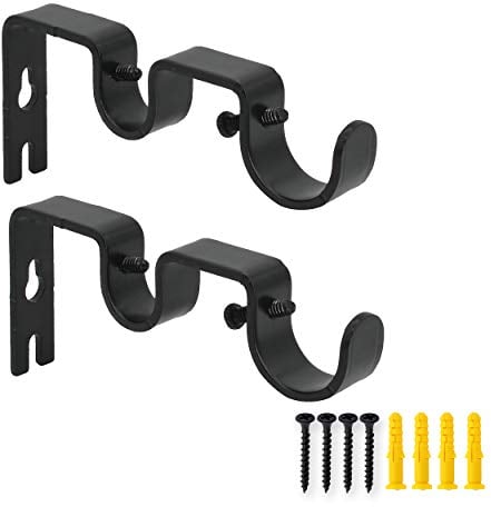 AddGrace 2 x robuste Vintage-Gardinenstangen-Halterung, für 2,5 cm und 1,6 cm große Gardinenstangen (schwarz)