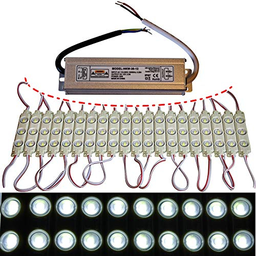 10x-100x LED Module +- Netzteil - kaltweiß 12`000K - 12V - 3x 5730 SMD Werbung (20x mit Netzteil)