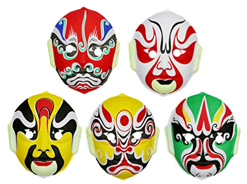 Holibanna Opéra de Pékin chinois masque scène performance partie cosplay accessoires accessoires Halloween fournitures de Noël 5 / 6pcs (style aléatoire)