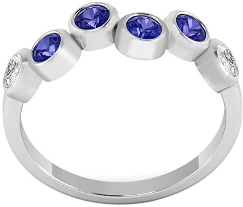 925 Sterling Silber 1.20 ctw Natürlich Tansanit Welle Schaft Stapelbar Ring (61 (19.4))