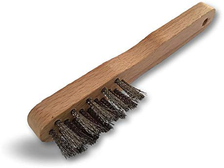 Brosse métallique à bougie | Garnissage inox 16 trous fil ondulé | Manche ergonomique bois | Nettoyage d'électrodes et de contacts de bougies d'allumage | Qualité professionnelle | Kibros 7507B