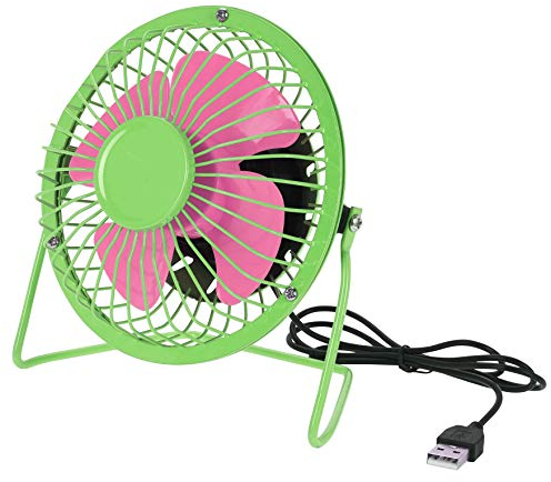 MIK funshopping USB-Ventilator Mini Retro Fan Summer Holidays 14.6 x 15 cm (Grün - Rosa)