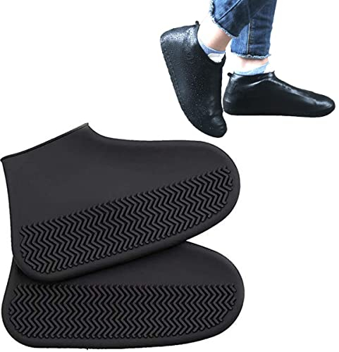 tooloflife Funda para zapatos, cubierta impermeable de silicona, antideslizante, reutilizable, lavable, adecuada para días lluviosos y nevados (Negro M)