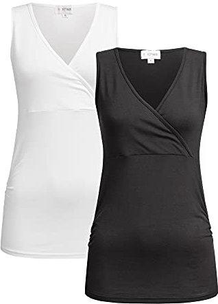 Herzmutter Stilltop-Umstandstop - 2er-Set - Oberteil für Schwangerschaft - mit Stillfunktion - 6700 (M, Schwarz|Weiß)