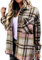 EFOFEI Damen Herbst Winter Freizeit Karobluse Freizeit mit zufällige Knöpfen Langarm Oversize Bluse Rosa LL L