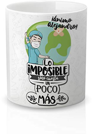 Yujuuu! | Taza personalizable con nombre | Taza cerámica para regalo original Profesión Enfermero. RESISTENTE 100% al microondas y lavavajillas. (Diseño 03) Frase Imposible cuesta poco más.