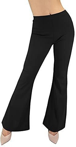 JOPHY & CO. Pantalone Cabana Casual Donna Leggero Comodo a Zampa Larga Tipo Tuta Elastico in Tessuto (cod. 6038) (Nero, M)