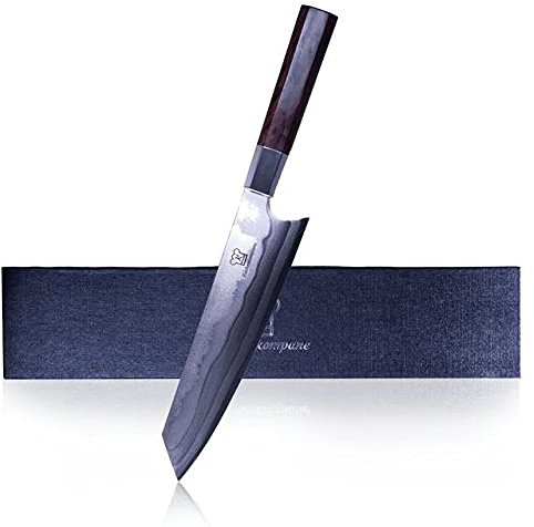 Küchenkompane - Chefmesser DAMAST Core mit Holzgriff Handgefertigte Küchenmesser asiatischer art 440c Damast Stahl 67 Lagen Damast Kochmesser für Profi und Hobbyköche extrem scharfe und harte Klinge