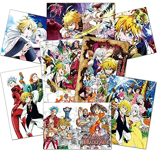 ePanda The Seven Deadly Sins Poster, Manga, ästhetisches Wandcollage-Set, Anime-Bilder, Kunstdruck für Zuhause, Wanddekoration, 8 Stück, 29,2 x 41,9 cm