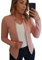 YMING Femme Bureau Cardigan Doux Couleur Unie Costume Blazer Quotidien Ouvert Devant Surchemise Rose XL