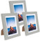 Grey Wooden 7x5 Photo Frames Set of 3, Picture Photo Frame 6x4 with Mount or 7x5 Without Mount,Freestanding and Wall Mountable