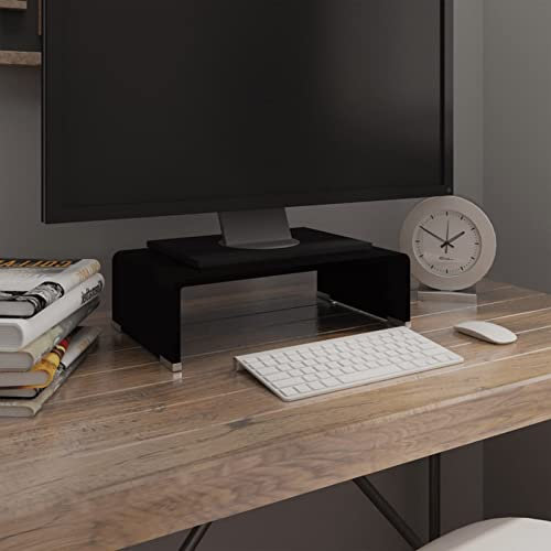 Yongdu TV-Tisch/Bildschirmerhöhung Glas, Tv Erhöhung, Tv Board, Tv Tisch, Tv Aufsatz, Erhöhung Fernseher, Fernseher Tisch, Fernsehertisch, Schwarz 40x25x11 cm