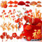 Décoration de gâteau de mariage chinois, décoration de gâteau d'anniversaire chinois, décoration de gâteau d'anniversaire pour enfants, décoration de gâteau rouge, décoration de gâteau lanterne