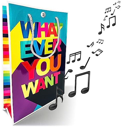 MUSIK-Geschenktüte Whatever you want, beim ÖFFNEN der Tasche hört man den gleichnamigen Song (Coverversion), tolle Geschenkverpackung, GagBag von bentino