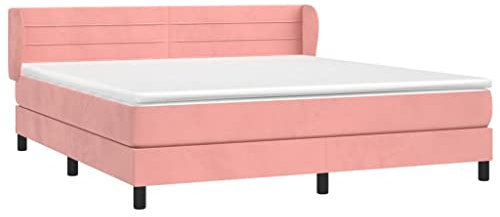 vidaXL Boxspringbett mit Matratze Doppelbett Bett Polsterbett Schlafzimmerbett Bettgestell Lattenrost Bettrahmen Hotelbett Rosa 180x200cm Samt