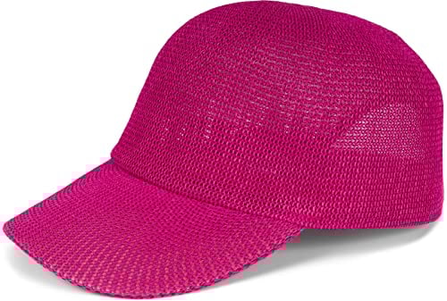styleBREAKER Papierstroh Baseball Cap einfarbig | luftiges Sommer Basecap mit Metallschnalle verstellbar | Unisex Cap mit Schweißband für Damen und Herren, Farbe:Pink