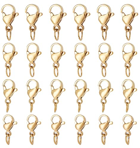 UNICRAFTALE 40 Piezas 4 Tamaño 9-12mm Oro 304 Acero Inoxidable con Anillo de Salto Abierto Cierre de Pinza de Langosta Cierre de Gancho de Gatillo Conectores Curvos para la Fabricación de Joyería