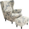 AQIGR 2 Teilig Ohrensessel Überzug Mit Ottomane Schonbezug Stretch Sessel Überwürfe Ohrensesselbezüge Bezug Sesselhusse Tiger Stuhlbezug (Color : #34)