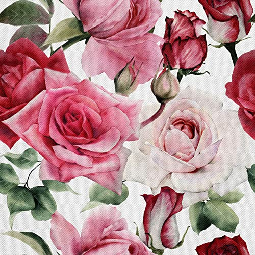 HEKO PANELS Oxford Wasserdichte Canvas-Stoff Polyester Nähstoffe Dekostoffe Wasserabweisend Blickdicht Rosen Blumen 2 Meter 155 x 200 cm