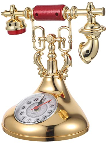 Veemoon Telefon Uhr Antikes Kaminuhren Vintages Spielzeug Mit Wählscheibe Mantel Retro-telefondekor Tischdekoration Vintage Tischuhr Ländlich Elektronisches Bauteil Büro Wanduhr