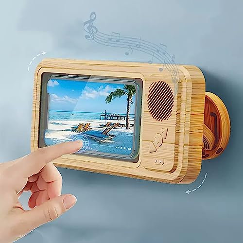 Soporte para TeléFono De Ducha con Altavoz Bluetooth InaláMbrico, Resistente Al Agua, RotacióN De 480 Visible, Soporte para TeléFono Ducha, Altavoces Montaje para BañO, BañO, Cocina, Espejo Pared (Co