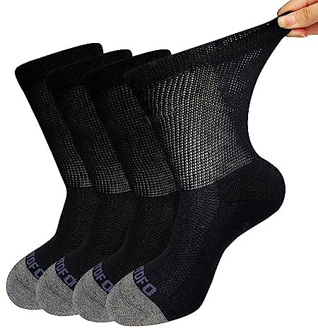 ZFSOCK Chaussettes Diabétiques Homme Femme: Sans Elastique Sans Couture Non Comprimantes Amples Socquettes Classiques Diabetique en Coton Coussin 4 Paires Mi-mollet, Noir 39-42