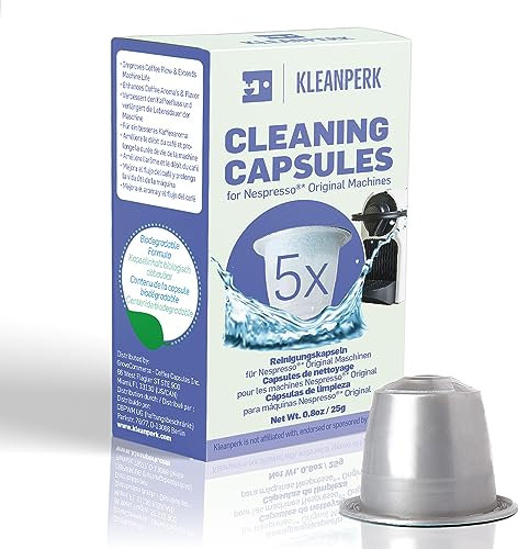 KLEANPERK 5 Cleaning Pods I Compatible With Nespresso Original Line Machines I Cleaning Kit for Better Tasting Coffee I Coffee Machine Cleaner I Easy and Safe to Use