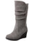 Joliss Donna Zeppa Stivali a Metà Polpaccio Punta Rotonda Stivali Slip-On Warm Inverno Lining Stivali Morbidi Grigio-Hm Numero 34 EU