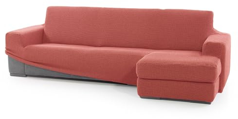 SOFASKINS® super elastischer Chaise Longue überzug, Sofabezug Kurze rechte Armlehne, Sofa überzug atmungsaktiv, bequem und langlebig, Kompatible Abmessungen des Sofas (210-340 cm), Farbe Koralle