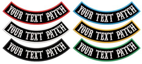 DIYEMB 1 Pcs Bottom Custom Embroidered Biker Patches, Personalized Embroidery Rocker Patch Rider Motorcycle Patches for Veterans Vest or Jacket (Black)