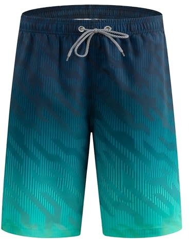 APTRO Herren Badehose Lang Badeshorts Schnelltrocknend Boardshorts Freizeit Short Geometrische Grün MK3309 3XL