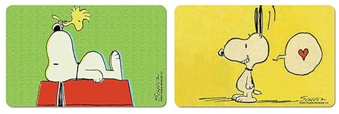 Logoshirt® Peanuts Snoopy & Woodstock Frühstücksbrettchen, 23x14cm, 2er Set | Spülmaschinenfest, Hitzebeständig, Lizenziertes Originaldesign