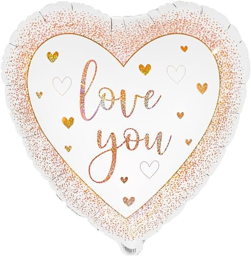18 Love You Hearts Rose Gold Foil Balloon